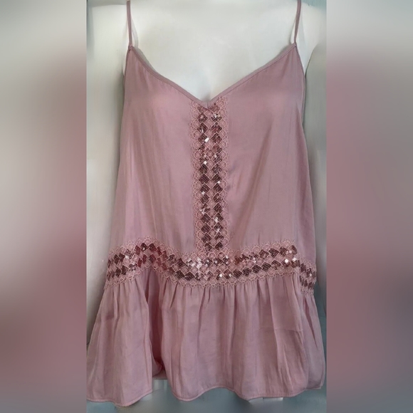 Women Lauren Conrad's spaghetti strap burnt orange dressy top Size XL - Picture 7 of 8